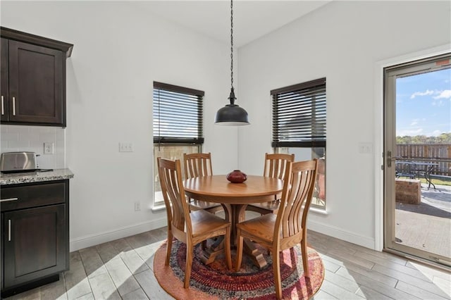 dining area featuring light hardwood / wood-style floors and a wealth of natural light