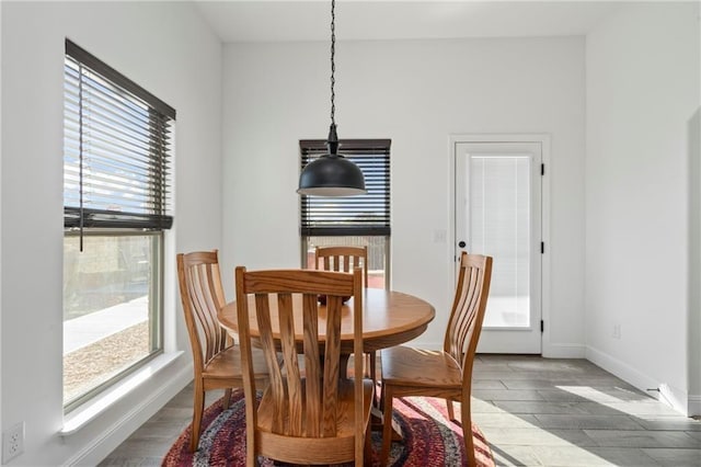 dining area featuring wood-type flooring