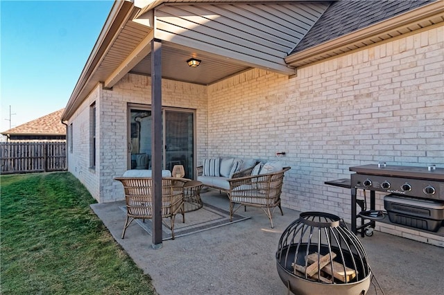 view of patio featuring an outdoor hangout area