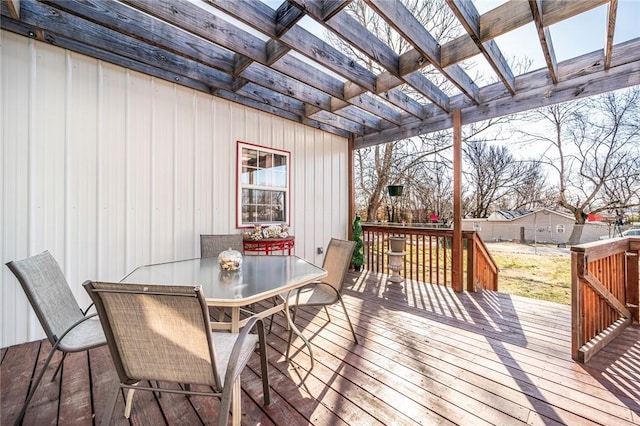 wooden deck featuring a pergola