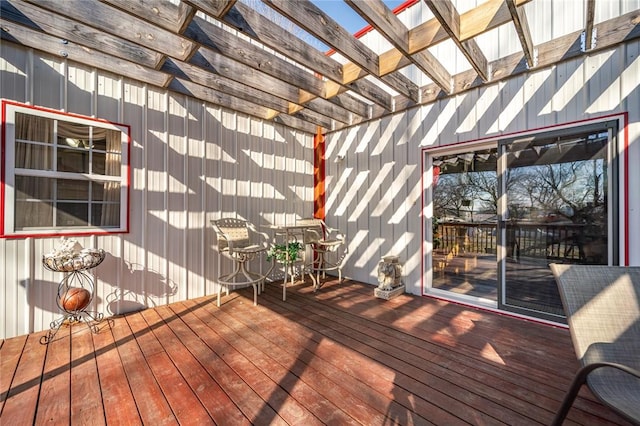 wooden terrace featuring a pergola