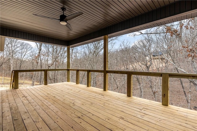 wooden terrace with ceiling fan