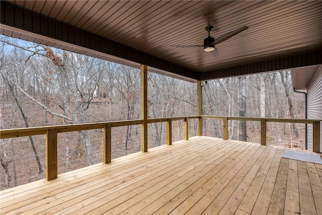 wooden terrace with ceiling fan