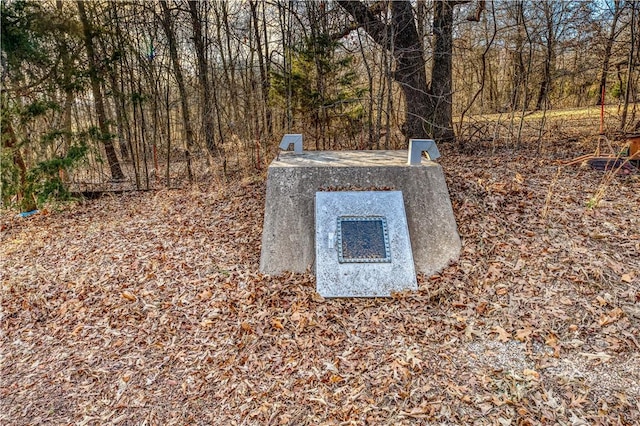 view of storm shelter