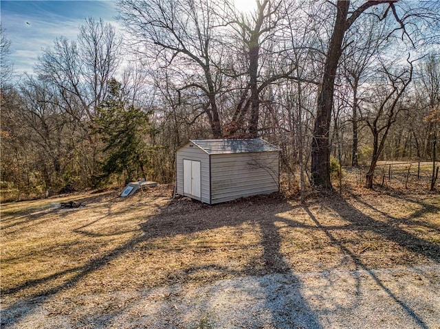 exterior space with a storage unit