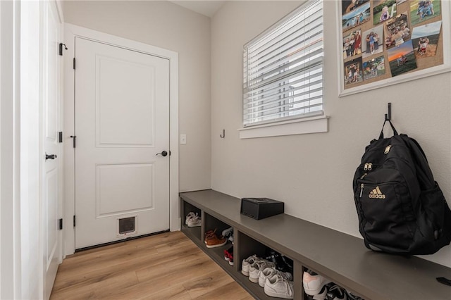 mudroom featuring light hardwood / wood-style floors