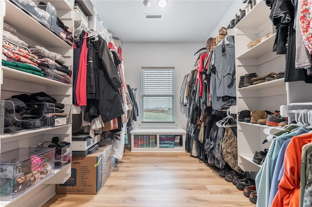 spacious closet with light wood-type flooring