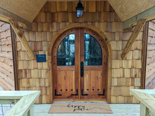 view of exterior entry with french doors