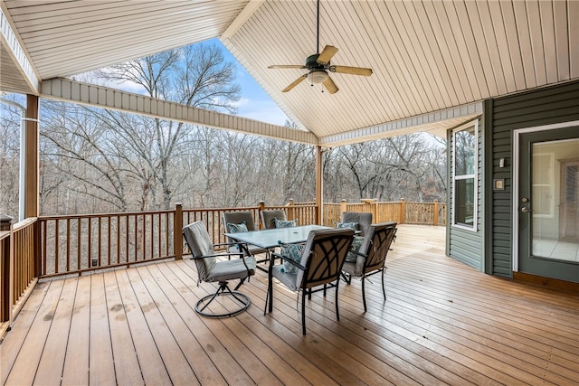 deck featuring ceiling fan