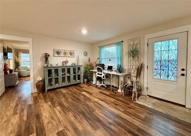 office area featuring wood-type flooring