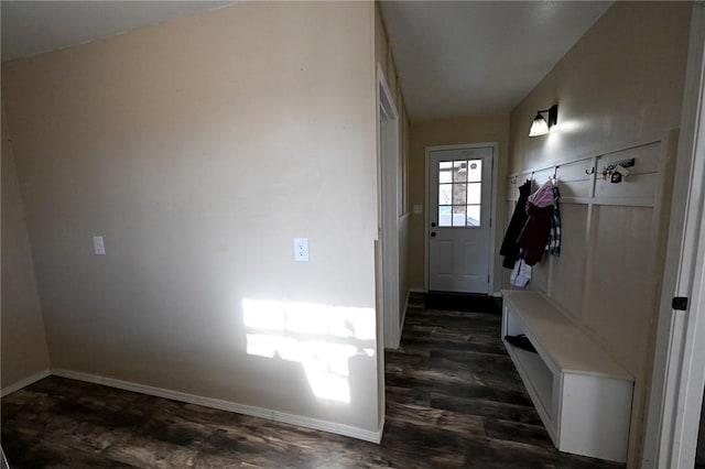 mudroom with dark wood-type flooring