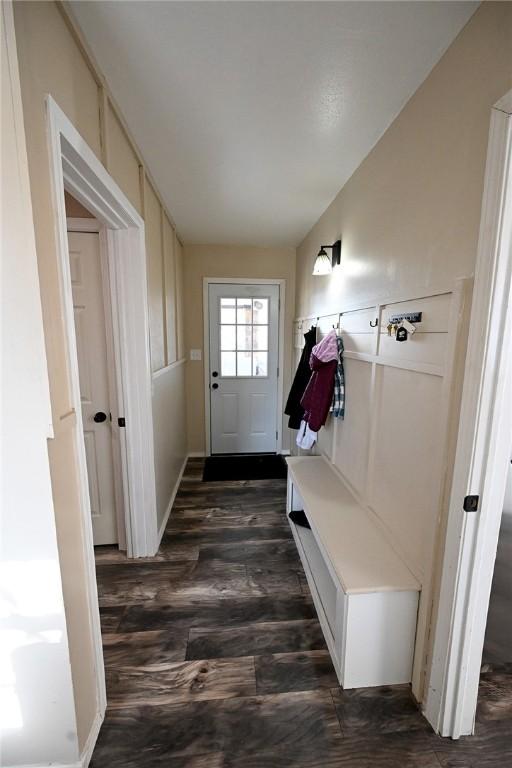 mudroom featuring dark hardwood / wood-style flooring