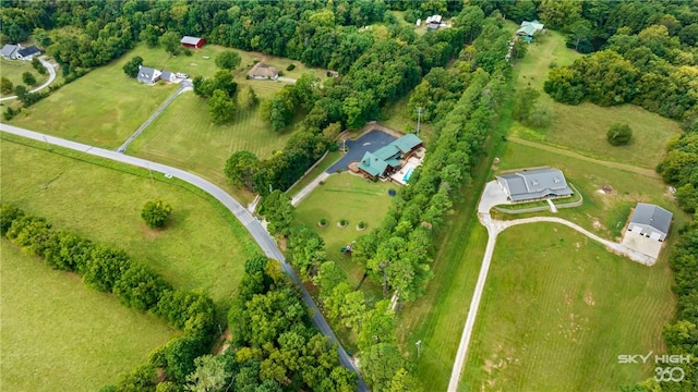 drone / aerial view with a rural view