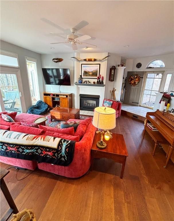 living room with hardwood / wood-style flooring