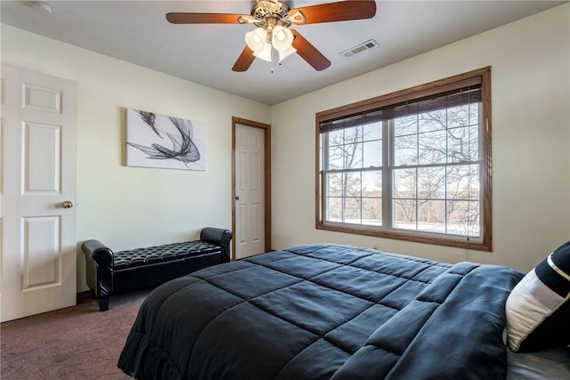 bedroom with carpet and ceiling fan