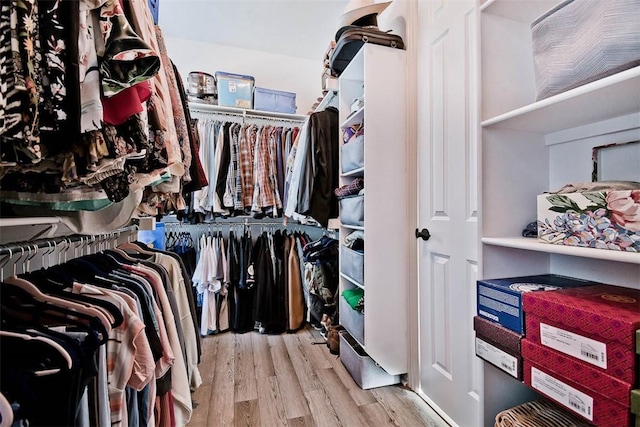 walk in closet featuring light hardwood / wood-style floors