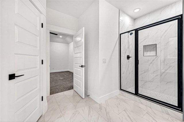 bathroom featuring walk in shower