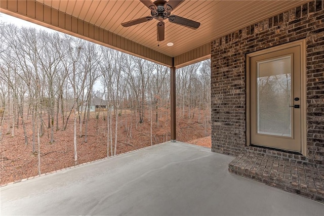 view of patio with ceiling fan