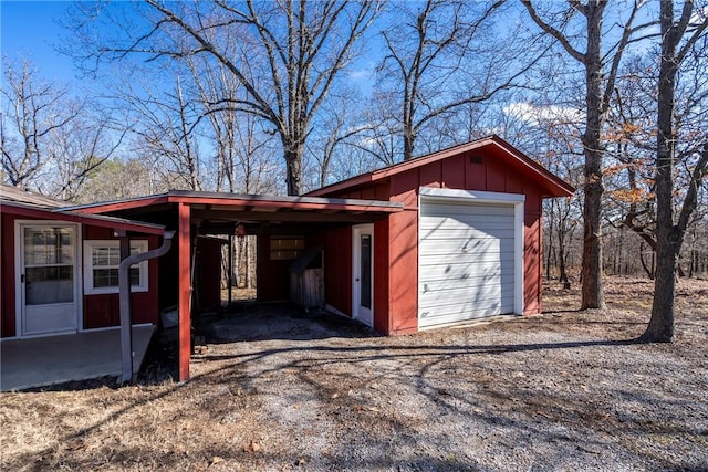 garage with a carport