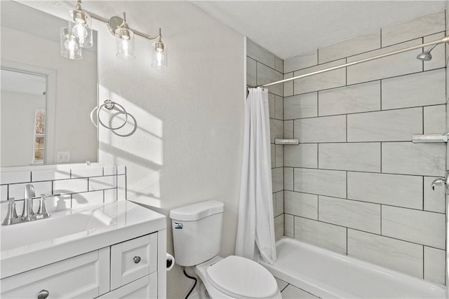 bathroom with walk in shower, vanity, toilet, and backsplash