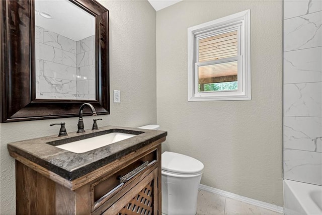 full bathroom featuring vanity, toilet, and shower / bathing tub combination