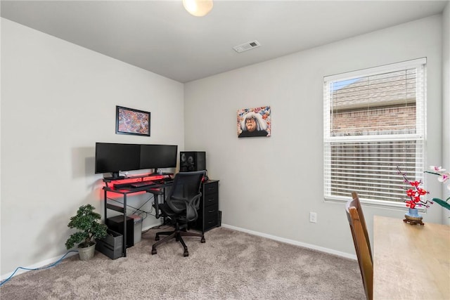 office featuring light carpet