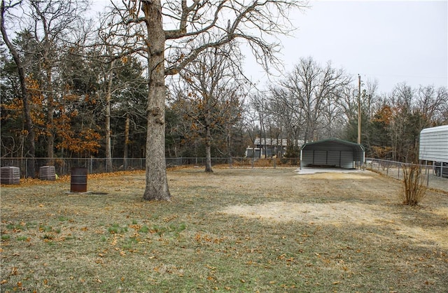 view of yard with a carport