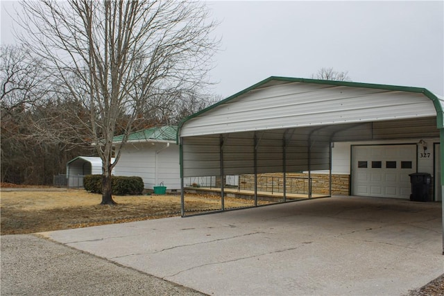 garage with a carport