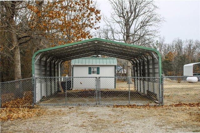 view of parking / parking lot with a carport