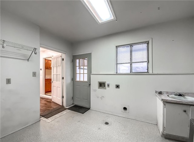 laundry room featuring sink, hookup for an electric dryer, and hookup for a washing machine