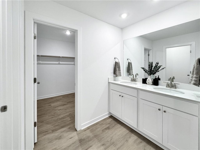 1623 Ridgeview Dr, Springdale, AR 72762 - full bath with wood finished floors, baseboards, a spacious closet, and double vanity