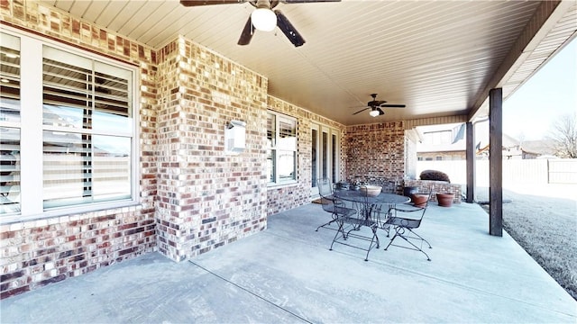 view of patio with ceiling fan