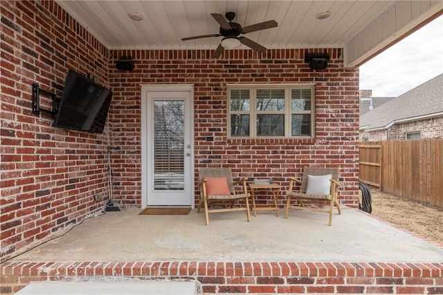 view of patio / terrace with ceiling fan