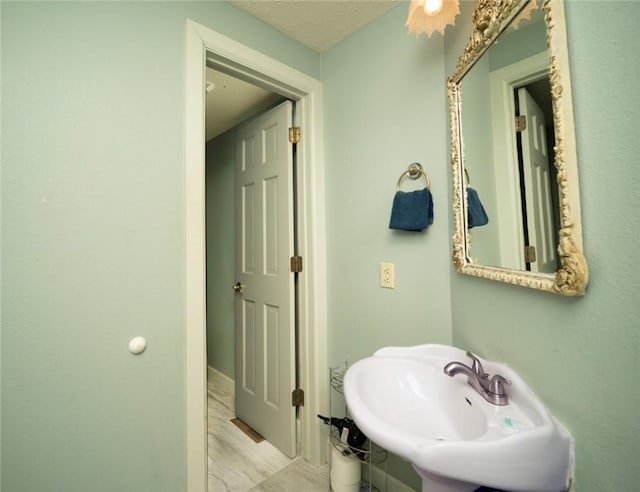 bathroom with sink and hardwood / wood-style floors