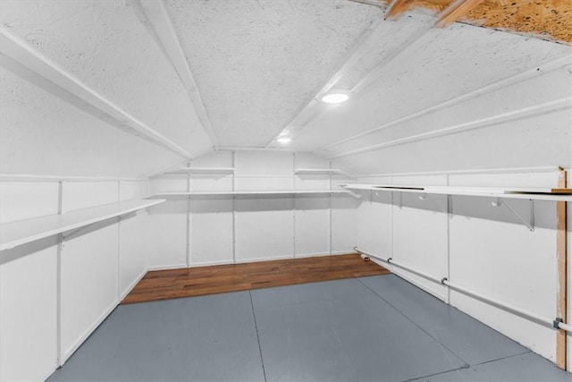 walk in closet with vaulted ceiling