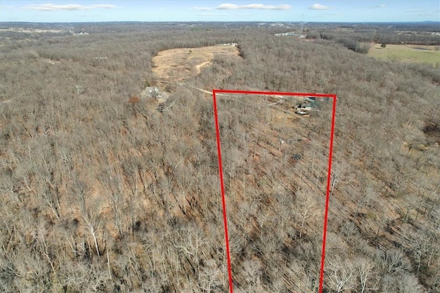 17575 Pear Blossom Dr, Gentry, AR 72734 - aerial view of property and surrounding area with property parcel outlined and rural landscape