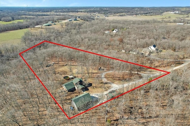17575 Pear Blossom Dr, Gentry, AR 72734 - aerial view of sparsely populated area featuring property boundaries highlighted