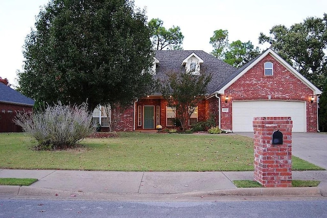 view of front of home featuring a garage and a front yard