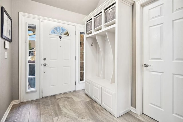 mudroom featuring light wood-type flooring