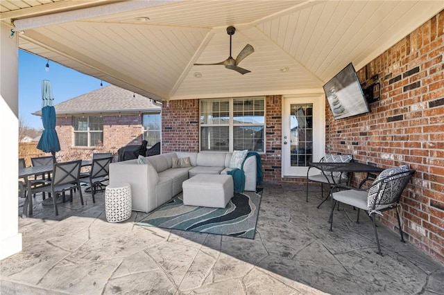 view of patio / terrace with an outdoor hangout area and ceiling fan