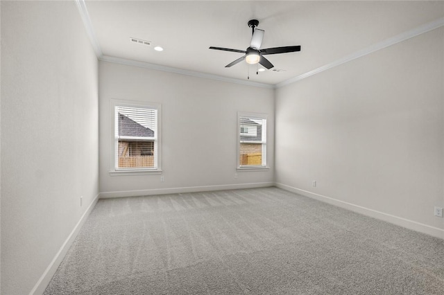 1808 Charles St, Pea Ridge, AR 72751 - empty room featuring ornamental molding, light carpet, and ceiling fan