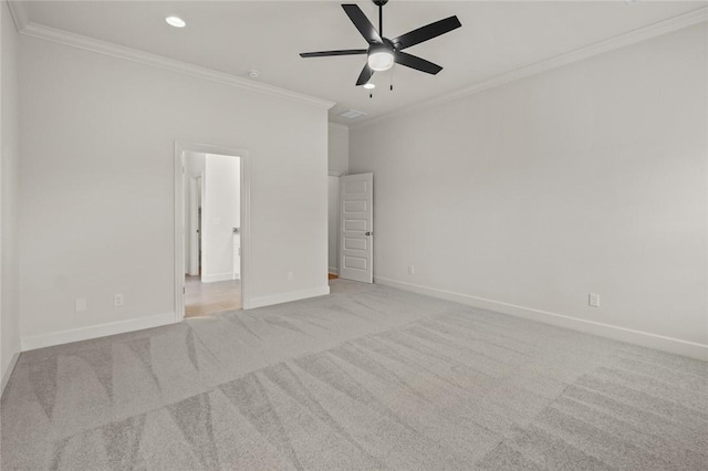 1808 Charles St, Pea Ridge, AR 72751 - carpeted spare room with crown molding, a ceiling fan, and recessed lighting