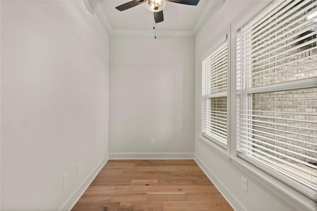 1808 Charles St, Pea Ridge, AR 72751 - unfurnished room featuring ornamental molding, ceiling fan, and light wood-style flooring