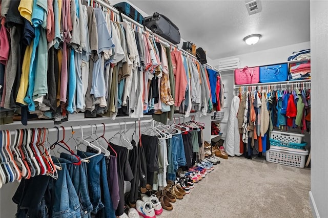 walk in closet featuring carpet