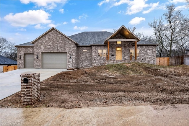 view of front of house with a garage