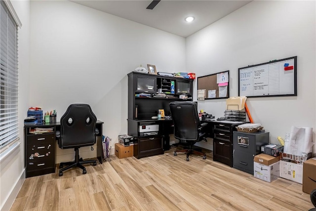 office area featuring light wood-type flooring