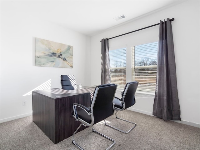 view of carpeted home office