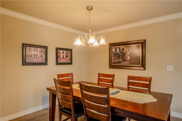 13 Smart Ln, Bella Vista, AR 72715 - dining room featuring baseboards, a chandelier, and ornamental molding