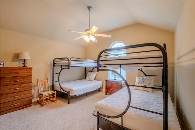 13 Smart Ln, Bella Vista, AR 72715 - carpeted bedroom featuring vaulted ceiling and a ceiling fan