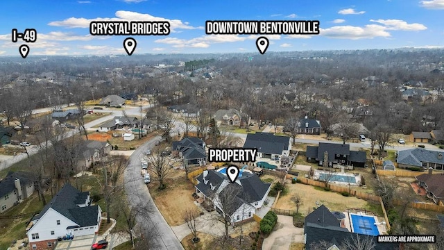 bird's eye view featuring a residential view